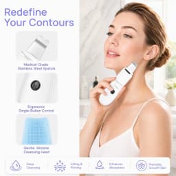 Face Scrubber, Skin Spatula, Facial Silicone Pore Cleaner | 3 Modes Wireless, Deep Cleansing & Exfoliating, Blackhead & Whitehead Remover | Lifts Tightens Skin, Reduces Fine Lines, Boosts Absorption For Skincare |