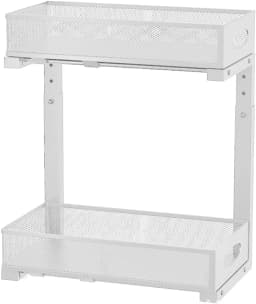 2‑Tier Pull‑Out Under Sink Organizer Expandable Double Tier Adjustable Steel Storage Rack Basket No Drilling For Kitchen Bathroom Cabinet Space Saving Rack