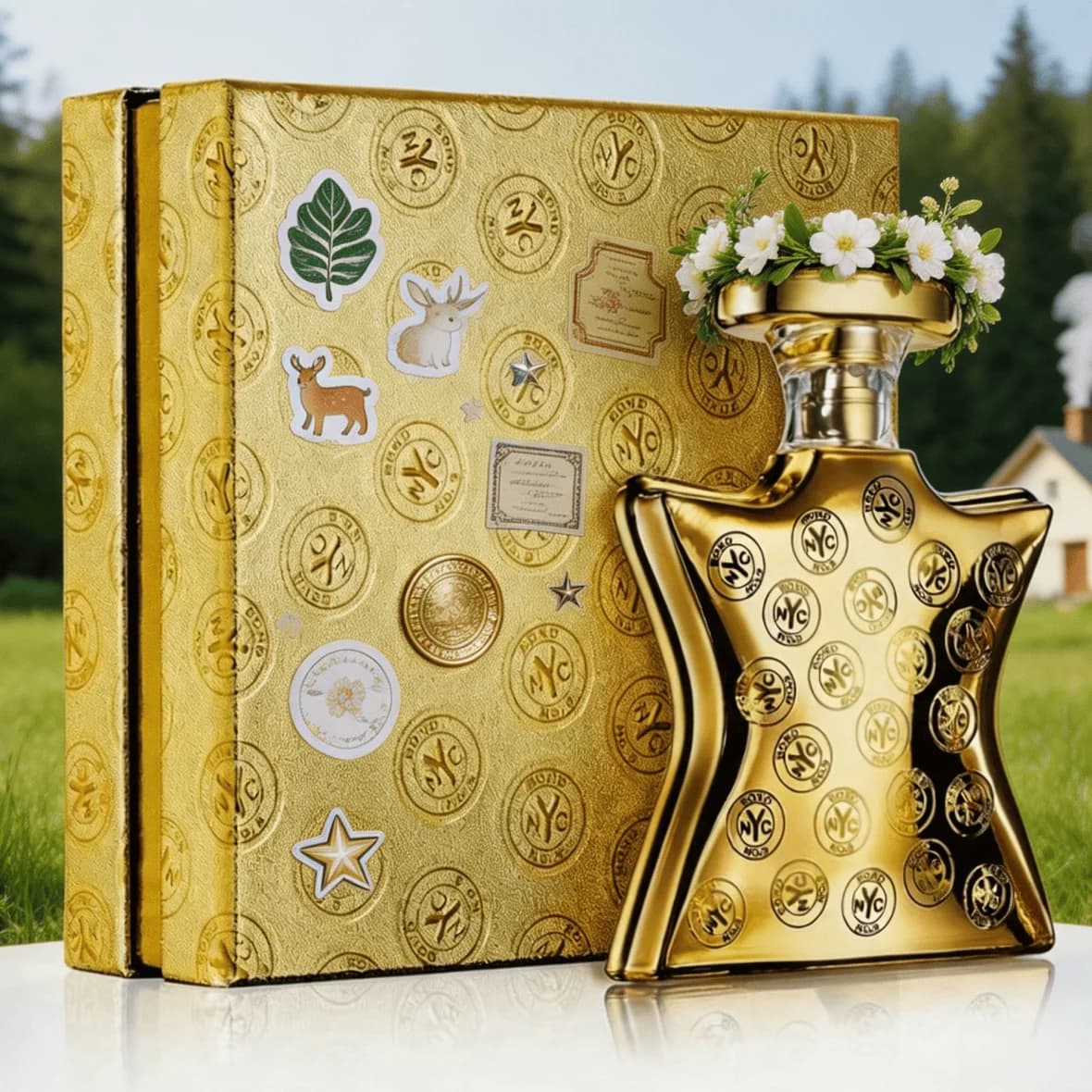 Bond No.9 Dubai Gold Eau de Parfum, Unisex Oriental Spicy Woody Scent. Rich Brandy & Saffron, Warm Amber Sandalwood Base. Long‑lasting 7‑11 Hours. Luxurious Full‑Gold Mirror Bottle with Premium Gift Box, Upscale Valentine’s Day Gift
