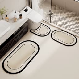 3pcs Set Vintage Bathroom Rug Set, Line Art Pattern, Absorbent Non-Slip Bath Mat, Bathroom U-Shaped Toilet/Pedestal Mat, 2.5mm Thickness Back To School Entryway Decor Bathroom Kitchen Decor