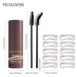 15PCS/SET Easy Stamp Eyebrow Shaping Powder,Light Removable Formula,Various Shape Brow Stencils,Soft Grooming Spiral Brush,Matte Gentle Color Effect,Multi Tone Matching Powder,Hairline And Eyebrow Retouch Kit For Daily Casual Makeup Outfits