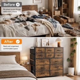 12 Drawer Fabric Dresser with Wood Top, Storage Chest Cabinet with Steel Frame and Side Pockets for Bedroom Home Organization