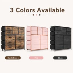 12 Drawer Fabric Dresser with Wood Top, Storage Chest Cabinet with Steel Frame and Side Pockets for Bedroom Home Organization