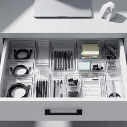 Zoyiancy 44-Piece Clear Plastic Drawer Organizer Trays Set, 4 Sizes Modular Vanity, Office and Bathroom Storage Bins for Desk Sundries and Makeup