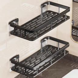 1/2pcs Drill-Free Wall Mounted Bathroom Storage Shelf Bathroom Shelf No Drill Wall Mounted Shampoo Bottle Shower Corner Rack Toilet Storage Rack Aluminum Bathroom Kitchen Accessories