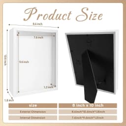 8x10 Inch Shadow Box Frame 4 Pack, White Black Wood Deep Display Picture Frame for Dried Flowers Medals Coin Specimen Wall Tabletop