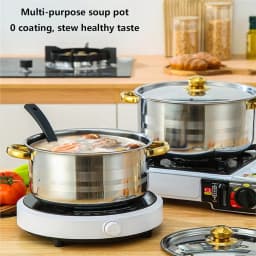 TAIMASI [10pcs Stainless Steel Pot Set] 10pcs Stainless Steel Pot Set, Multi-Size Cooking Pots With 5 POTS + 5 LIDS | Deep Stock Pot, Suitable For Home And Restaurant Cooking, Soups, Hot Pots, Noodles, Pasta, Seafood Soups Christmas Thanksgiving Kitchen