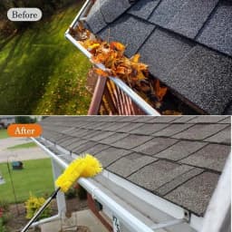 1Set Gutter Cleaning Tools Long with 6 Stainless Steel Tubes and 2 Brushes Gutter Ability for Roof Leaves and Debris-Green