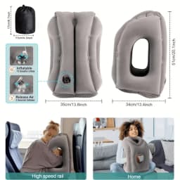 Neck Support Pillow, Inflatable Travel Pillow, Inflatable Neck Pillow Suitable For Sleep, Supporting The Head, Neck, And Lumbar Spine. Suitable For Airplanes, Cars, And RVs. Foldable For Storage, For Camping
