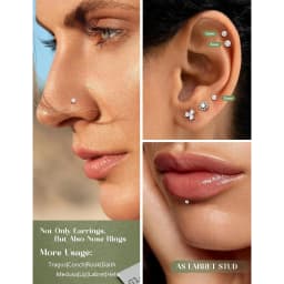 18G Flat Back Stud Earrings for Women - Hypoallergenic Surgical Steel Internal Thread Stud Piercing Jewelry for Tragus Helix Cartilage Conch Nose 6MM 8MM 10MM Lip Labret Medusa Piercing