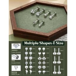 18G Flat Back Stud Earrings for Women - Hypoallergenic Surgical Steel Internal Thread Stud Piercing Jewelry for Tragus Helix Cartilage Conch Nose 6MM 8MM 10MM Lip Labret Medusa Piercing