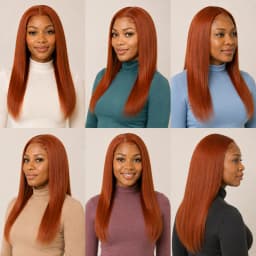 Straight Yellow-Orange 13x4 Fringed Front-Edge Wig Made of 100% Real Hair 13x4 Fringed Front-Edge Women's Wig with 200% Density 20 Inches #350 Color