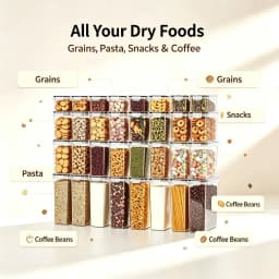 24‑Pack Airtight Food Storage Containers with Grey Lids, BPA‑Free Stackable Plastic Kitchen Pantry Organizer for Dry Food Flour Rice Pasta Cereal, Come with 24 Chalkboard Labels & Marker