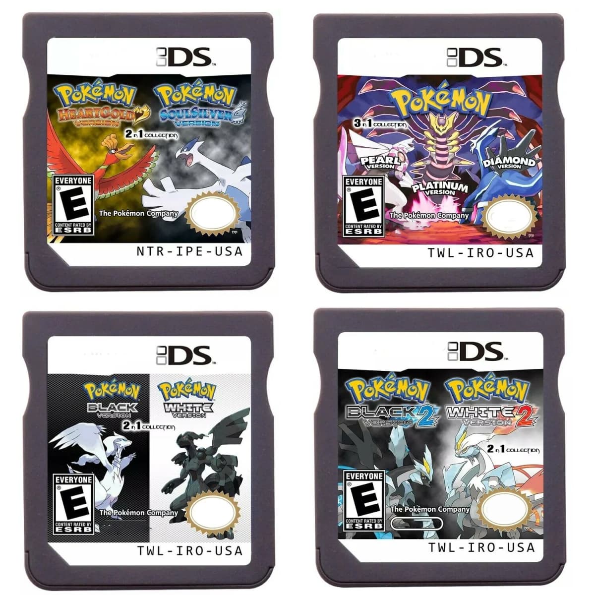 Pokemon. Game Card Black1 2 White 1 2 White Gold + Diamond + Pearl Combined Card Cartridge Card Video Game Handheld Player Game Card (R4 Card) for DS NDS 3DS