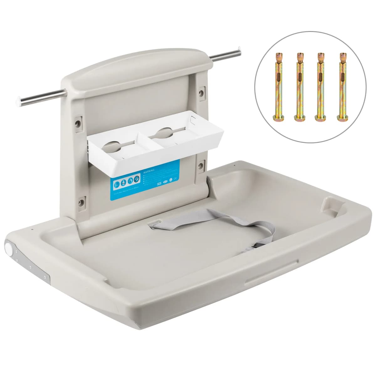 SucceBuy Baby Changing Station Commercial Wall Mount Baby Diaper Changing Table Fold Down Vertical Restroom Baby Changing Table