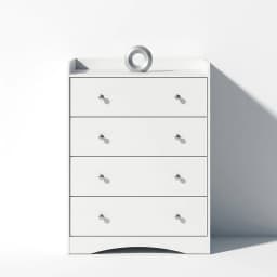 Zoyiancy White 4 Drawer Wooden Dresser Cabinet, Modern Small Space Storage Chest With Silver Knobs