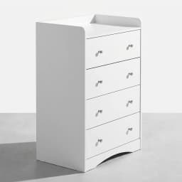 Zoyiancy White 4 Drawer Wooden Dresser Cabinet, Modern Small Space Storage Chest With Silver Knobs