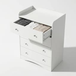 Zoyiancy White 4 Drawer Wooden Dresser Cabinet, Modern Small Space Storage Chest With Silver Knobs