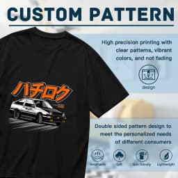 Oversized Black AE86 JDM Car T-Shirt Men's Anime Manga Graphic Tee Casual Streetwear Racing Shirt