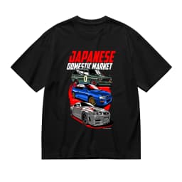 Oversized Black AE86 JDM Car T-Shirt Men's Anime Manga Graphic Tee Casual Streetwear Racing Shirt