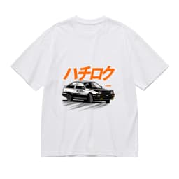 Oversized Black AE86 JDM Car T-Shirt Men's Anime Manga Graphic Tee Casual Streetwear Racing Shirt