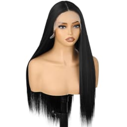 28inch 13*4*1 Synthetic Lace Front Wig Straight Hair Wigs for Women, Black Straight Hair Wigs / Ombre Brown Straight Hair Wigs for Women Daily Use, Natural Hair Line,Sliky Straight Hair, Can Be Used Flat Iron