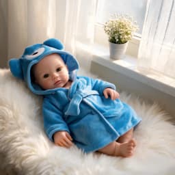 13 Inch Full Silicone Reborn Baby Doll Bald Mouth For Feeding 3D Veins Lifelike Paint Blue Bathrobe Collectible Art Doll Xmas Birthday Gift