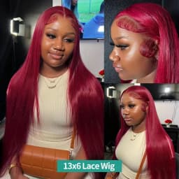 HD 13x6 Lace Frontal Wigs 99J Burgundy Straight Human Hair 13x4 Lace Front Wigs Pre-Pre plucked Red Wine Colored Human Hair Wigs for Women