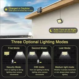 Solar Lights Outdoor Waterproof IP54, 160 COB LED Solar Motion Sensor Wall Lights, Split Design Solar Powered Security Lights with Emergency Lighting for Garden, Porch, Yard, Patio and Outdoor Street