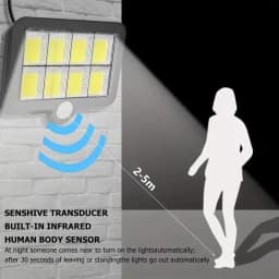 Solar Lights Outdoor Waterproof IP54, 160 COB LED Solar Motion Sensor Wall Lights, Split Design Solar Powered Security Lights with Emergency Lighting for Garden, Porch, Yard, Patio and Outdoor Street