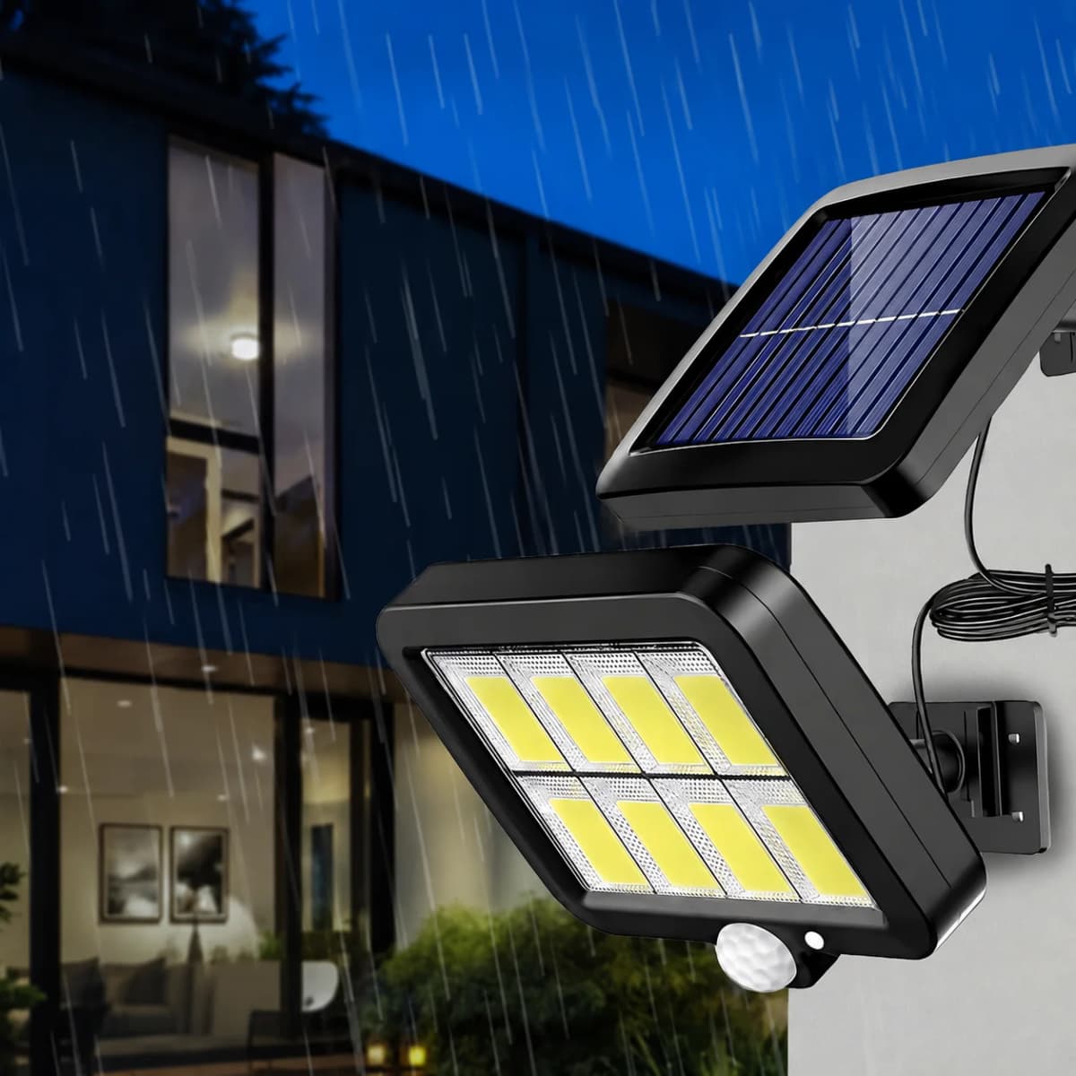 Solar Lights Outdoor Waterproof IP54, 160 COB LED Solar Motion Sensor Wall Lights, Split Design Solar Powered Security Lights with Emergency Lighting for Garden, Porch, Yard, Patio and Outdoor Street