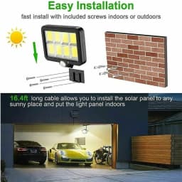 Solar Lights Outdoor Waterproof IP54, 160 COB LED Solar Motion Sensor Wall Lights, Split Design Solar Powered Security Lights with Emergency Lighting for Garden, Porch, Yard, Patio and Outdoor Street