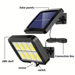 Solar Lights Outdoor Waterproof IP54, 160 COB LED Solar Motion Sensor Wall Lights, Split Design Solar Powered Security Lights with Emergency Lighting for Garden, Porch, Yard, Patio and Outdoor Street