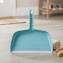 Clip‑On Dust Pan, Light Teal Handheld Dustpan with Built‑In Comb, Nonslip Handle & Hanging Loop for Household Cleaning