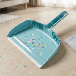 Clip‑On Dust Pan, Light Teal Handheld Dustpan with Built‑In Comb, Nonslip Handle & Hanging Loop for Household Cleaning