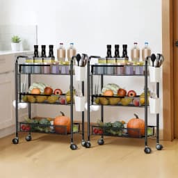 Fruit Vegetable Storage Basket, 5 Tier Stackable Metal Mesh Storage Basket with 360 Degree Wheels, Fruit Vegetable Produce Baske