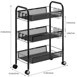 Fruit Vegetable Storage Basket, 5 Tier Stackable Metal Mesh Storage Basket with 360 Degree Wheels, Fruit Vegetable Produce Baske