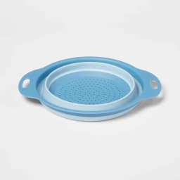 2pc Blue Collapsible Colander Set - Easy to Clean Portable Kitchen Sink Strainer for Quick Drain And Food Washing