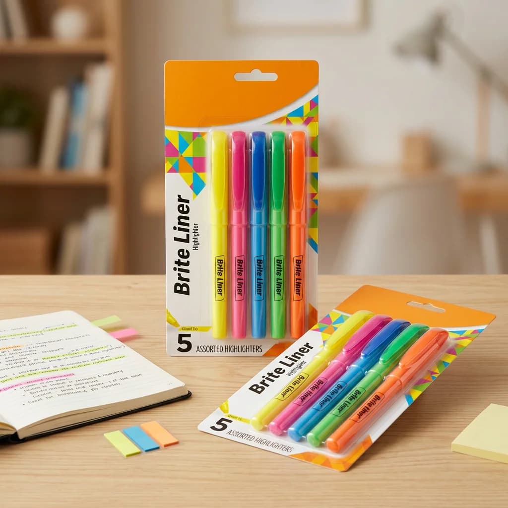 10 Pack Assorted Fluorescent Highlighters Chisel Tip Dual‑Width Marking No Dry‑Out Ink Safe Formula For Color‑Coding Notes School Office Study Stationery Supplies