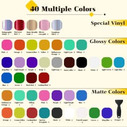 HTVRONT Permanent Vinyl 57 Pack 12"x12", Compatible with Cricut Machine Waterproof Vinyl Sheets 52 Pcs & 5 Transfer Tapes, for Stickers, Decals, Party Decor, Compatible with Cricut & Silhouette
