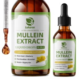 Lukaree 5 IN 1 Mullein Drop with Elderberry & Bromelain Lung Cleanse &Detox for Smokers,Mucus Relief & Respiratory Support Alcohol-Free Antioxidant Support