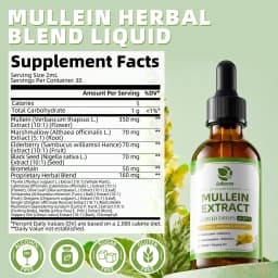 Lukaree 5 IN 1 Mullein Drop with Elderberry & Bromelain Lung Cleanse &Detox for Smokers,Mucus Relief & Respiratory Support Alcohol-Free Antioxidant Support