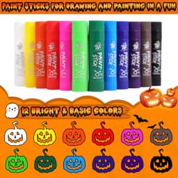 TBC The Best Crafts Paint Sticks for Kids Ages 2-8, 12 Classic Colors Washable, Non-toxic, Tempera Paint Sticks for Crafts, Art Supplies, and Birthday Gifts