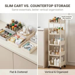 5-Tier Plastic Rolling Utility Cart Mobile Storage Organizer Basket with Wheels Open-Front Shelving Unit for Kitchen Bathroom Living Room Bedroom Toy Organization Space Saving Rack