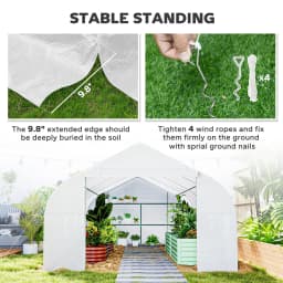 19.5'X10'X7' Walk-In Greenhouse Outdoor Tunnel Greenhouse, White