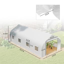 19.5'X10'X7' Walk-In Greenhouse Outdoor Tunnel Greenhouse, White