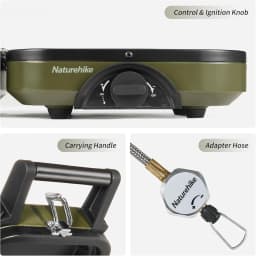 Naturehike Camping Stove 2 Burner Portable High Firepower Folding Camping Gas Burner with Griddle Outdoor Picnic Cooking Set Gas Stove