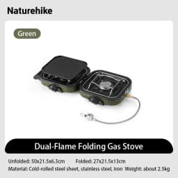 Naturehike Camping Stove 2 Burner Portable High Firepower Folding Camping Gas Burner with Griddle Outdoor Picnic Cooking Set Gas Stove