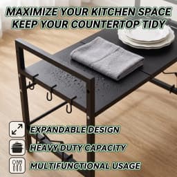 Kitchen Storage Rack Microwave Shelf Condiment Organizer Shelf Tableware Storage Expandable 42-64cm Moisture And Rust