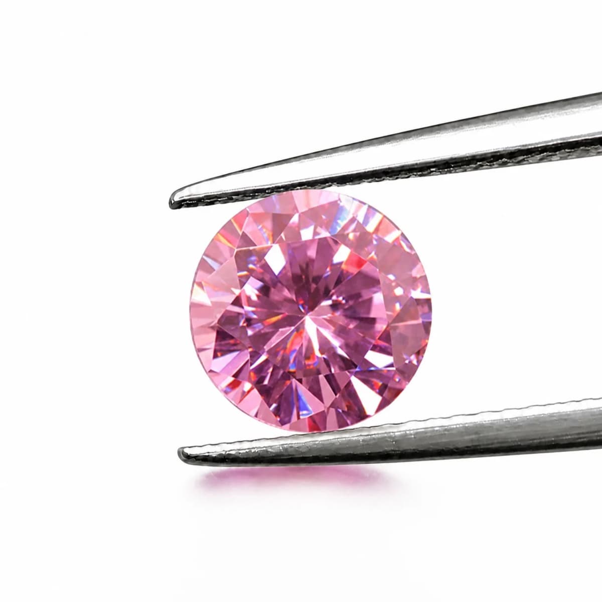 Round Brilliant Cut Pink Loose Gemstone, Brilliant Faceted Sparkling Polished Round Pink Loose Stone for Ring Pendant Earrings Jewelry Making DIY Craft Gemstone Gift